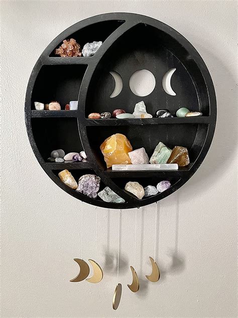 Wooden Crescent Moon Shelf Floating Shelf Crystals Shelf Etsy