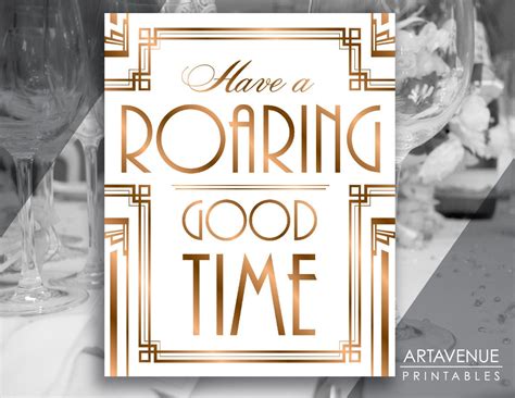 Have A Roaring Good Time Message Print Gatsby Printable Art Gatsby