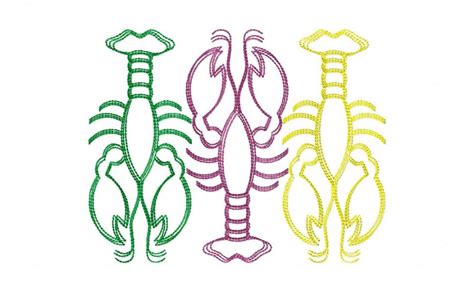 Sketchish Crawfish Trio 4 Sizes Products SWAK Embroidery