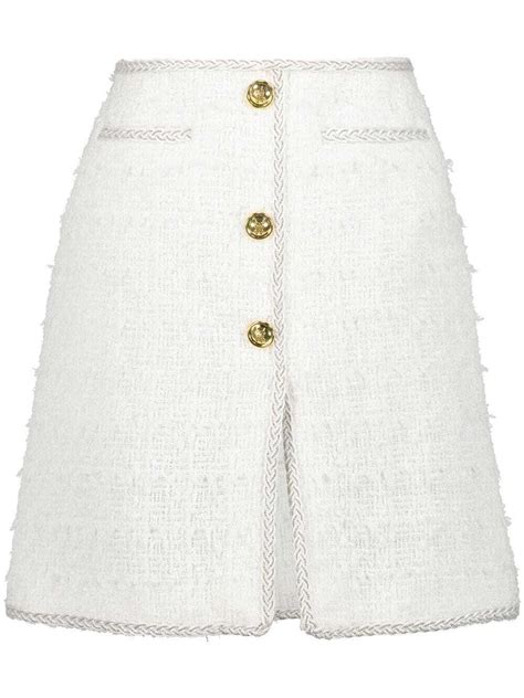 Giambattista Valli High Waisted Tweed Mini Skirt In White Off