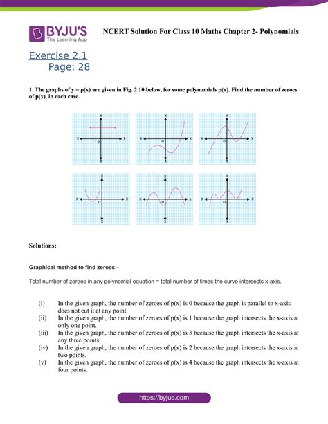 Ncert Solutions Class 10 Maths Chapter 2 Polynomials Download Pdf