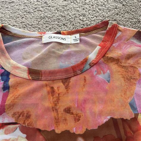 Glassons Mesh Crop Top Gorgeous Orange Abstract Depop