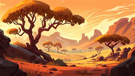 Premium Photo | Savanna 2d background environment for a mobile game a ...