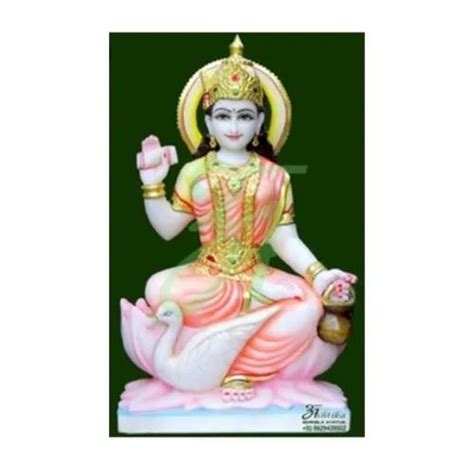 Multicolor Painted Marble Gayatri Mata Statue For Worship Size Fit