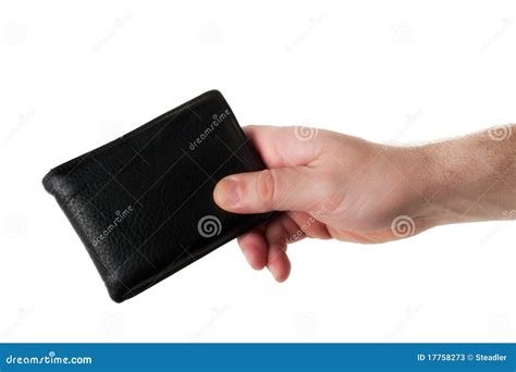 Male Hand Holding A Black Leather Wallet Stock Image Image Of