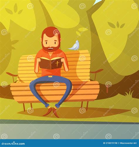 Man Reading the Bible Illustration Stock Vector - Illustration of ...