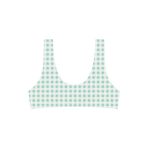 Mint Green Gingham Sport Top High Waisted Bikini Swimsuit Model S Id D