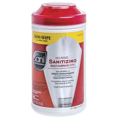 Sani Professional No Rinse Sanitizing Multi Surface Wipes Canister Of