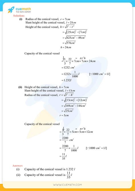 Ncert Solutions Class Maths Chapter Surface Areas And Volumes