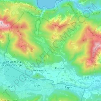 Topografische Kaart St Wolfgang Im Salzkammergut Hoogte Reli F