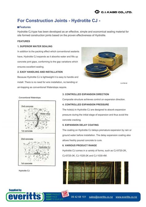 construction joints hydrotite cj everitt site supplies