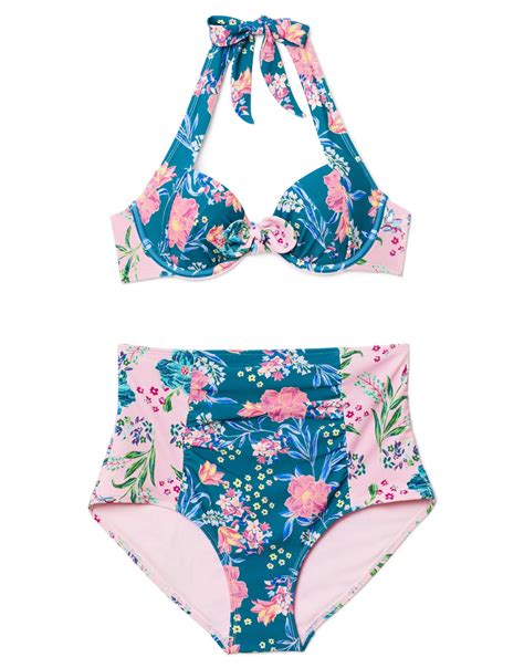 Shelby Floral Blue Two Piece Contour Demi Bikini 32A 36C Adore Me