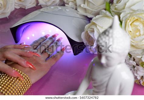 Hands Woman Fingernails Under Uv Lamp Stock Photo Shutterstock