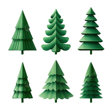 Conjunto De árbol De Navidad Verde Abeto De Forma Minimalista Simple