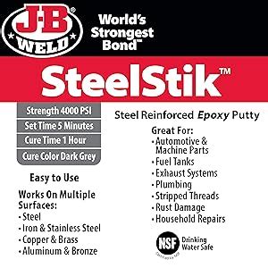 J B Weld Steelstik Steel Reinforced Epoxy Putty Stick Oz