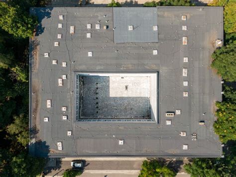 Aerial View of a Roof of a Building Stock Image - Image of roof, view ...