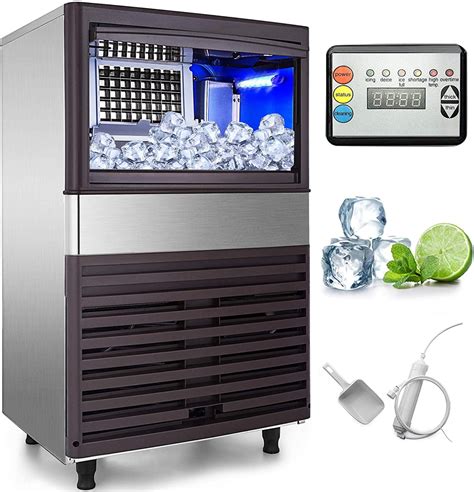 Vevor Commercial Ice Maker 155lbs24h With Led Panelstainless Steel