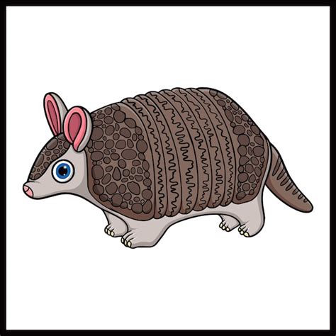 Arte De L Nea De Armadillo De Dibujos Animados Vector Premium