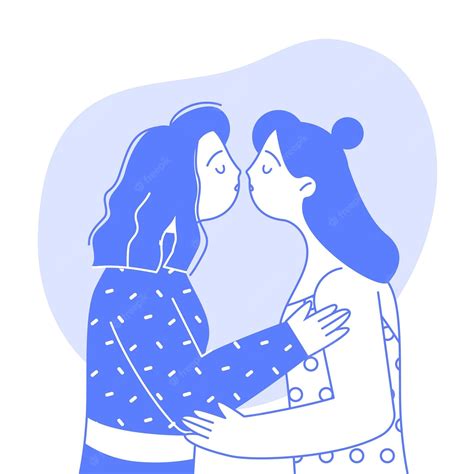 Premium Vector Flat Design Lesbian Kiss Illustrated