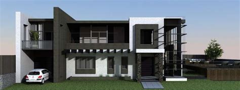 Modern Two Story House Front Elevation 3d Model Cad Drawing Details 