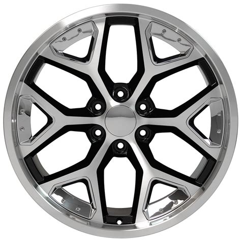 22 Fits Chevrolet Deep Dish Silverado Replica Wheel Black Machined