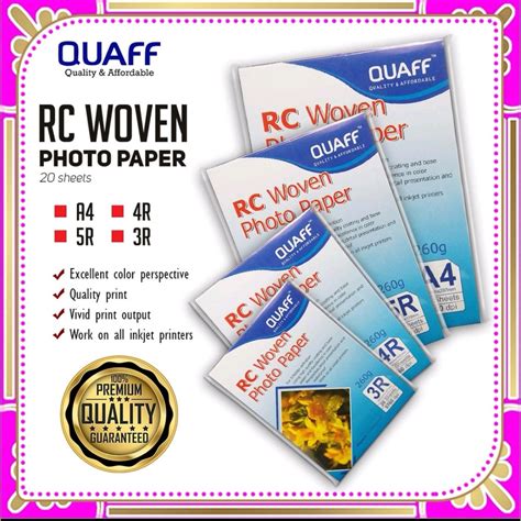 Quaff Rc Woven Photo Paper Resin Coated Gsm No Back Print A R