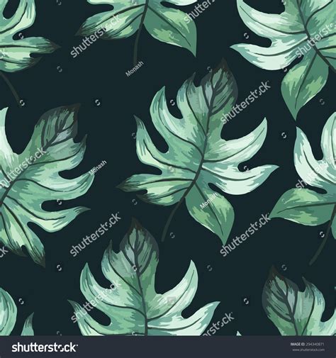 Vector Illustration Tropical Leaves Seamless Floral Stock Vector