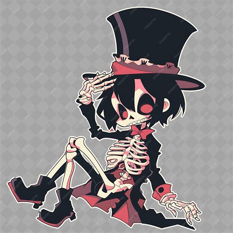 Premium PSD | Enchanting and kawaii anime skeleton boy with skeleton bones png creative cute ...