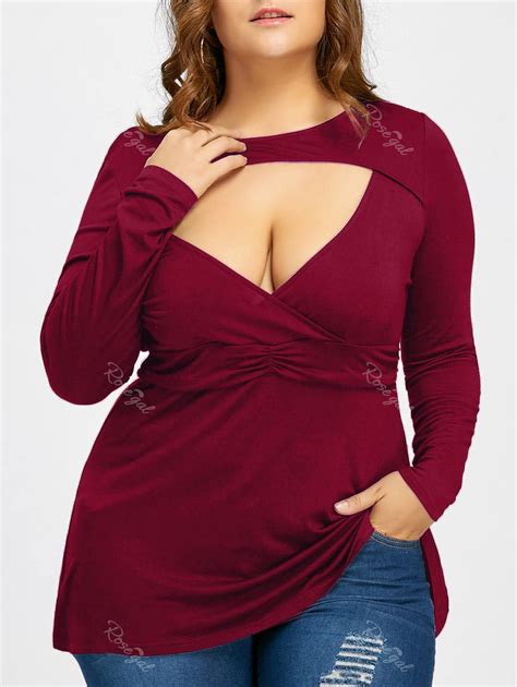 [55 Off] Empire Waist Plus Size Low Cut T Shirt Rosegal