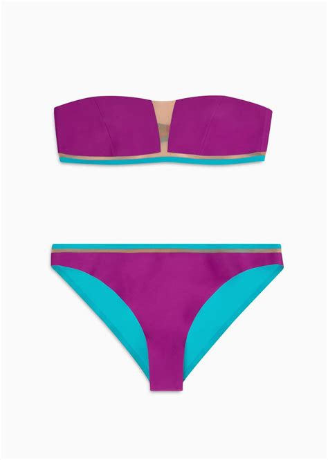 Emporio Armani Bandeau Bikini With Tulle Details Azure Editorialist