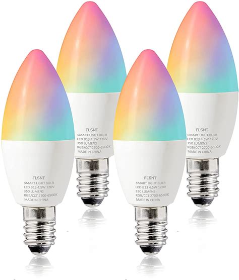 FLSNT Smart Light Bulbs, LED Wi-Fi 2.4G RGBCW Color Changing Light Bulb, Works with Alexa ...