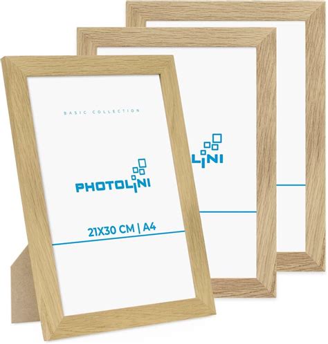 PHOTOLINI 3er Bilderrahmen Set 21x30 Cm DIN A4 Basic Collection Modern