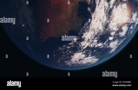 Earth Planet Viewed From Space At Night Showing The Lights Of Countries