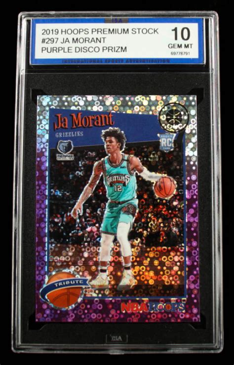 Ja Morant 2019 20 Hoops Premium Stock Prizms Purple Disco 297 RC ISA