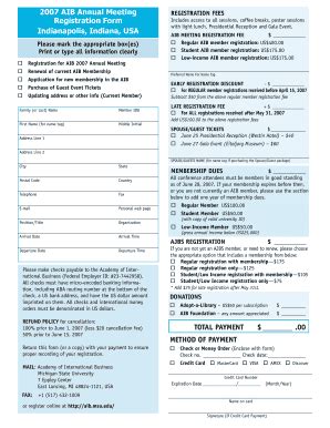 Fillable Online Aib Msu Aib Conference Registration Form