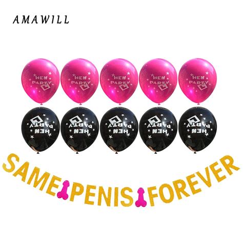 Amawill Hen Night Party Decorations Kit Same Penis Forever Banner 12