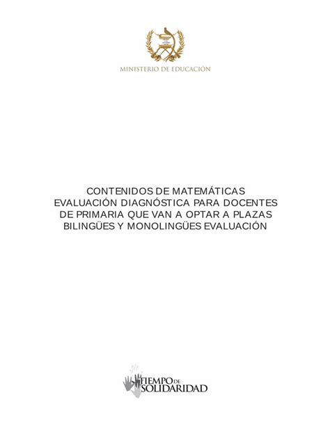 Pdf Contenidos De Matem Ticas Evaluaci N Diagn Stica Para Pdf