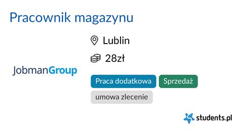 Pracownik Magazynu W Jobman Lublin Oferty