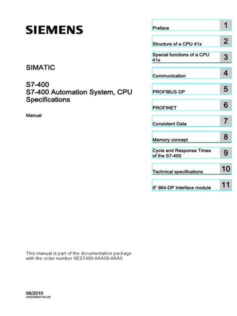 S7-400 Automation System, CPU Specifications Manual | PDF | Network ...