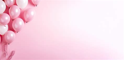 Premium AI Image | Delicate Pink Happy Birthday banner with balloons