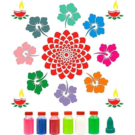 Buy Gftbx Latest Peacock Diya Rangoli Tools Kit Includes Wood Rangoli