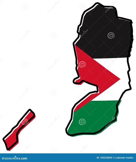 Simplified Map of Palestine West Bank and Gaza Strip Outline, Stock ...