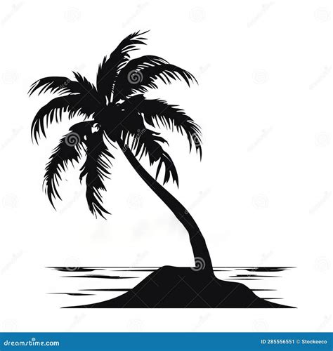 Black and White Palm Tree Clipart: Matte Photo Style Silhouette Vector ...