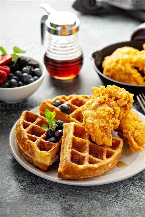 Waffles with fried chicken 16212256 Stock Photo at Vecteezy