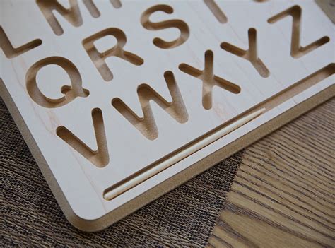 Wooden Tracing Board Uppercase Letters Begin Again