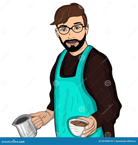 Retrato Sonriente Gay De La Cafetera Ilustraci N Del Vector Ilustraci N De Caldera Muchacho