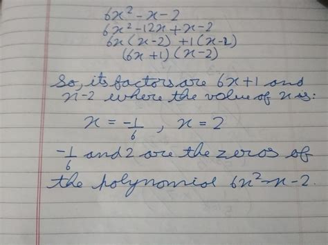 Find The Zeros Of The Following Quadratic Polynomial And Verify The