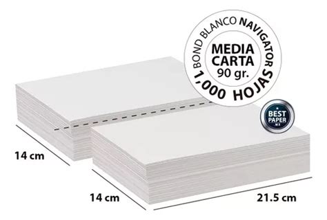 Papel Bond Navigator Blanco Media Carta Gr Hojas Mercadolibre