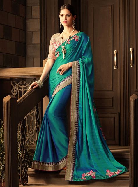 Teal Silk Festival Wear Saree 118135 Saree Designs Stylish Sarees