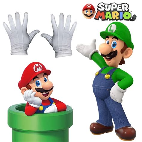 Super Mario Bros Gloves Mustache Cosplay Props Anime Mario Gloves Party